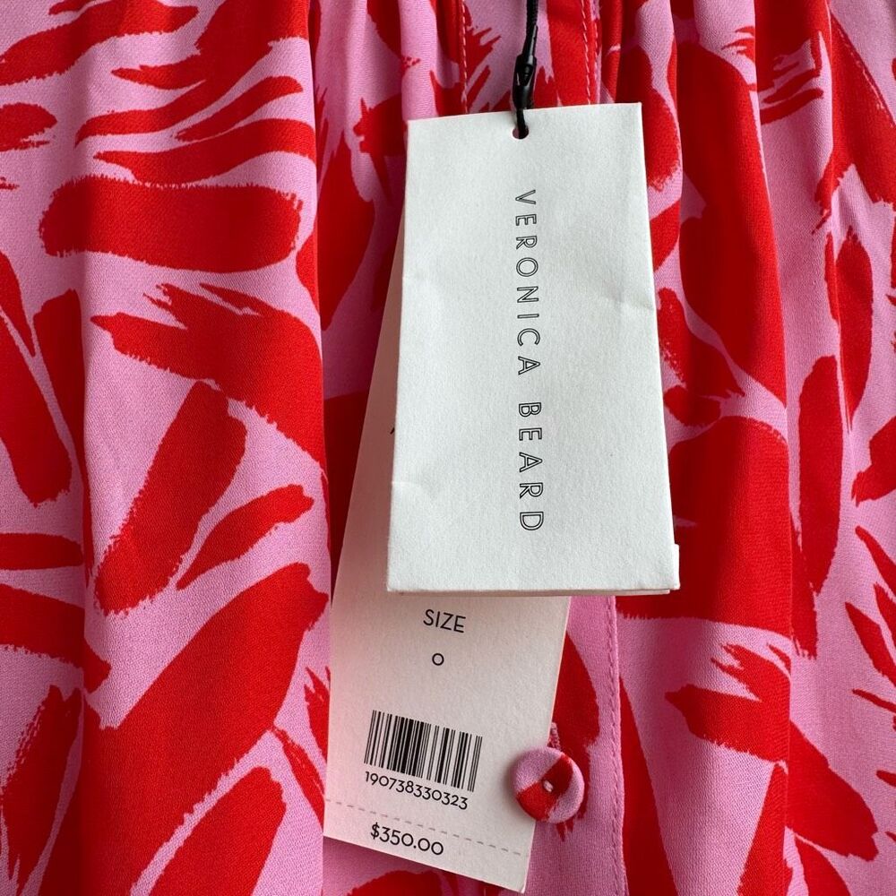 NWT Veronica Beard Ashlynn Silk Floral Abstract Balloon Sleeve Blouse Size 0 XS - Picture 3 of 6